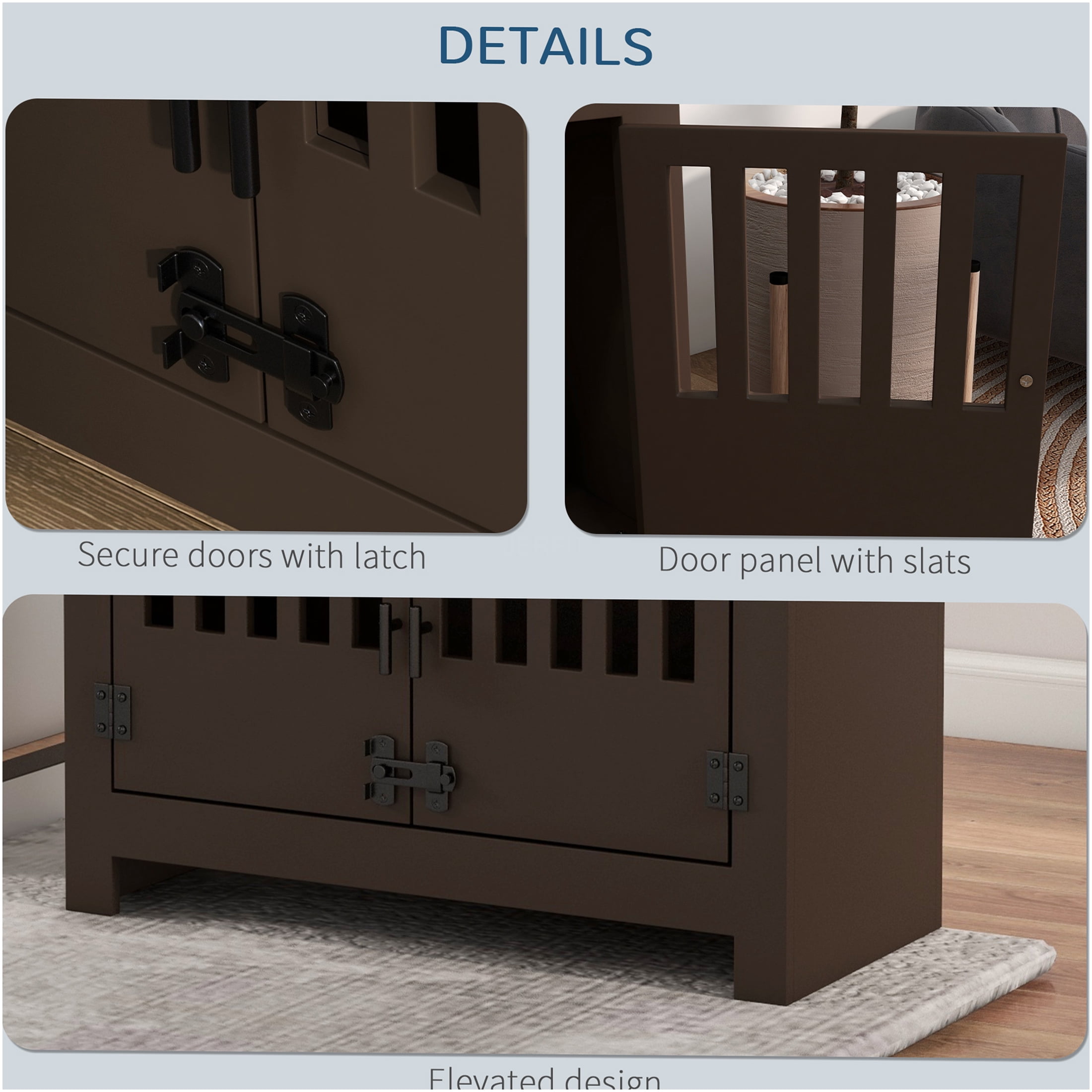 JERFIT Elevated Dog Feeder with Storage Cabinet, 37L Pet Food Organizer Stand with 2 Stainless Steel Bowls for Large Dogs, Espresso