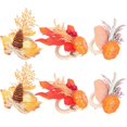 thumbnail image 1 of Here's a refined product description for your Thanksgiving napkin clasps:\n\n \n\n**6pcs Thanksgiving Napkin Clasps – Handwoven Maple Leaf & Pumpkin, 1 of 4
