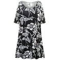 thumbnail image 1 of Plus size 8x Petite Womens Short Sleeve Silver Magnolia Designer Print Tunic Tops Casual Loose Fitting Flowy Shirts Blouses, 1 of 4