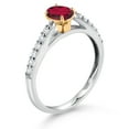 thumbnail image 3 of Gem Stone King 10K White and Yellow Gold Ruby Red Mystic Topaz and White Lab Grown Diamond Engagement Ring for Women (0.68 Cttw, Oval 6X4MM, Gemstone Birthstone, Size 6), 3 of 4