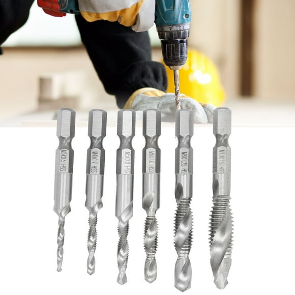 Hex Shank Combination Drill Tap, M3 M4 M5 M6 M8 M10 Drilling Screw Tapping Tool Set Robust 3 in 1 with Storage Box for Cast Iron