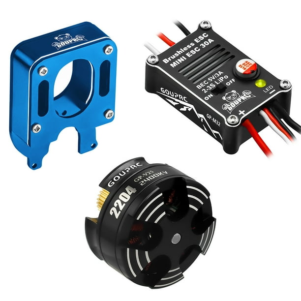 Con Mount & 30A ESC 2204 2400KV Outunner Sin Escobillas para SCX24 () Azul