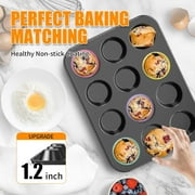 MWAOWM 2 Pcs Muffin Pan with 24 Silicone Baking Cups, 12 Cup Nonstick Cupcake Pan, Black
