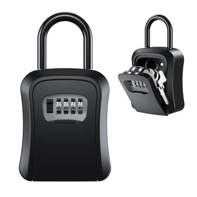 ORIA Key Lock Box, Wall Mounted Outdoor Waterproof Key Lock Box 4 Digit Combination Key Storage Box for Home Indoor Outdoor