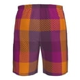 thumbnail image 6 of Kll Purple Yellow Buffalo Plaid Men'S Casual Summer Beach Shorts Hawaiian Shorts With Pockets-Small, 6 of 9