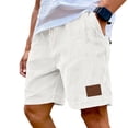 thumbnail image 2 of VV AVEORS Mens Corduroy Shorts Casual Elastic Waistband Big And Tall Shorts Solid Color Lightweight Work Short With Pockets White XL, 2 of 7