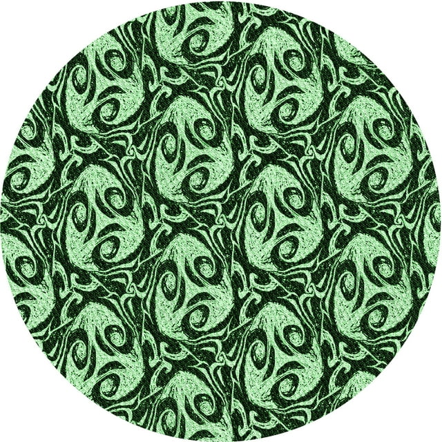 Ahgly Company Tapis Rond Lavable en Machine Intérieur Transitionnel Vert Pastel, 8 Pieds Rond