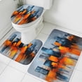 thumbnail image 3 of Blue Burnt Orange Bath Mat 3 Piece Bathroom Rug Set, Modern Oil Painting Geometric Abstract Non Slip Bath Rug Contour Mat and Toilet Lid Cover, Absorbent Shower Mats Soft Bath Rugs and Mats Sets, 3 of 8