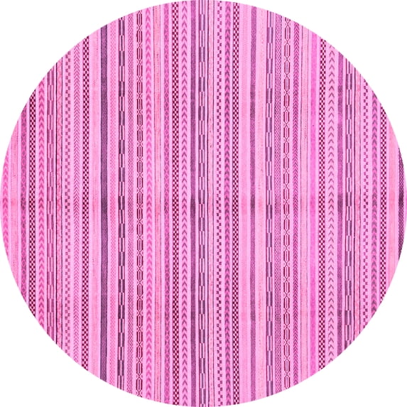 Ahgly Company Indoor Round Abstract Pink Modern Area Rugs, 6' Round