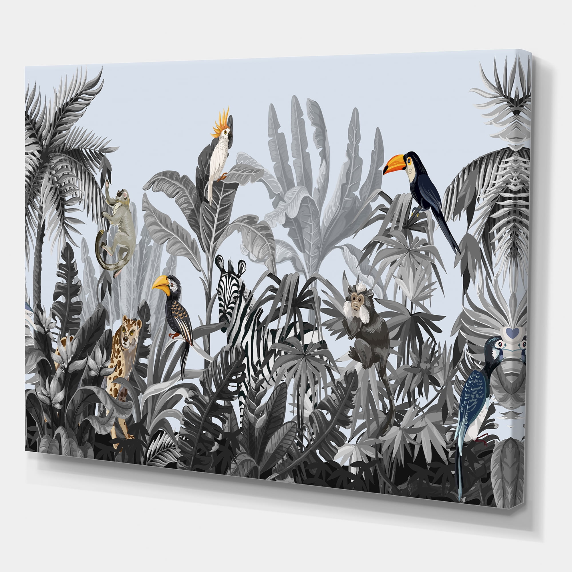 Designart ' Birds and Peonies With Chinoiserie VIII ' Farmhouse Canvas Wall Art Print