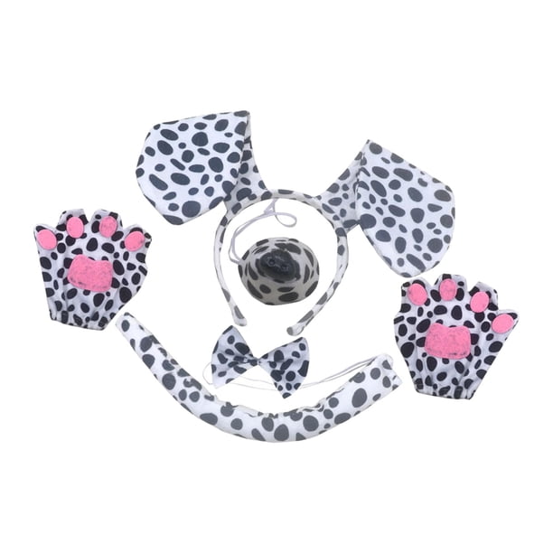 Diadema con orejas de perro y cola larga, accesorios de Cosplay, pajarita, regalos de nariz para perros, accesorios de disfraz, diadema con orejas de Blanco sin vestido Fernando Diadema de cola de disfraz