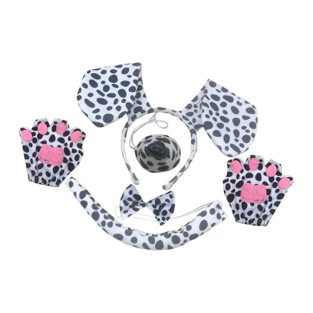 Diadema con orejas de perro y cola larga, accesorios de Cosplay, pajarita, regalos de nariz para perros, accesorios de disfraz, diadema con orejas de Blanco sin vestido Fernando Diadema de cola de disfraz