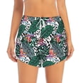 thumbnail image 3 of Uemuo Tropical Leaves Pattern Women's Athletic Shorts High Waisted Running Shorts with Liner Pockets Gym Elastic Workout Shorts-Medium, 3 of 9