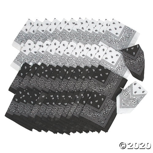 Bulk Black & White Bandana Assortment 48 Pc.