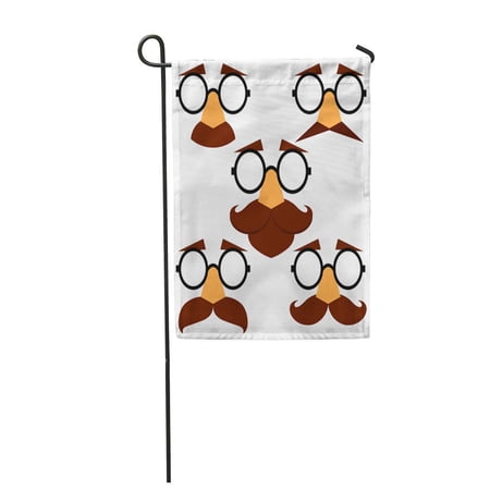 KDAGR Brown of Funny Disguise Masks Eyebrows Glasses and Mustache Garden Flag Decorative Flag House Banner 12x18 inch