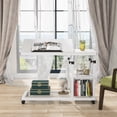 thumbnail image 2 of Tribesigns Height Adjustable C Table with Wheels, Mobile Couch Side Table with Tiltable Drawing Board, Sofa Bedside Laptop Stand C Shaped TV Tray with Storage Shelves, White, 2 of 7