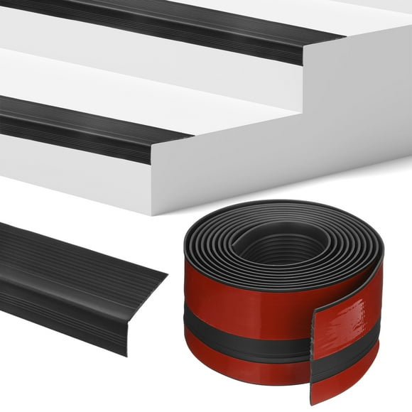 Uxcell Stair Edge Trim 10FT Vinyl Rubber Stair Nosing Non-Slip Self Adhesive Stair Edge Trim Strips Black 0.98 Inch