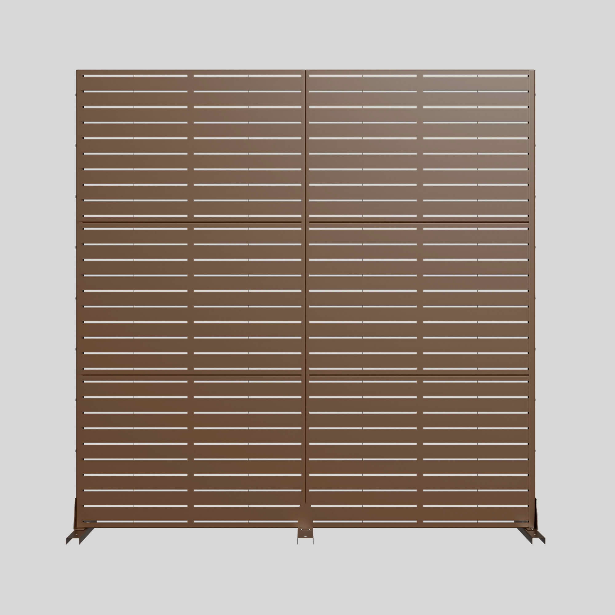 MAYEERTY 72x35x16 Inch Brown Louvered Galvanized Steel Privacy Screen, 6 Piece Double Sided Set for Outdoor Street