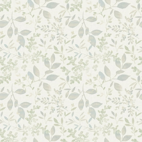 3122-11114 Tinker Teal Woodland Botanical Wallpaper with Painted Leafy Branches in Teal Blue Off White Colors Farmhouse Style Prepasted Acrylic Coated Paper