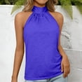 thumbnail image 4 of Duoif Womens Tank Tops, High Neck Sleeveless Top, Loose Fit Beach Vacation Shirt Womens Shirts Blue S, 4 of 7