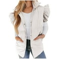 thumbnail image 2 of HOMBOM Short Padded Vest for Women Outdoor White Overcoat Lightweight with Pockets Button down Overcoat Sleeveless Womens, 2 of 6