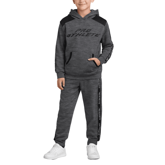 Pro Athlete Boys’ Sweatsuit Set - 2 Piece Fleece Pullover Hoodie and Jogger Sweatpants (8-16)
