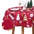 thumbnail image 1 of ZACOO Red Christmas Tablecloth 60" Round Xmas Tree Snowman Snowflake Pattern Waterproof Fabric Table Cover for Dining Room Kitchen Party, Red White, 1 of 1