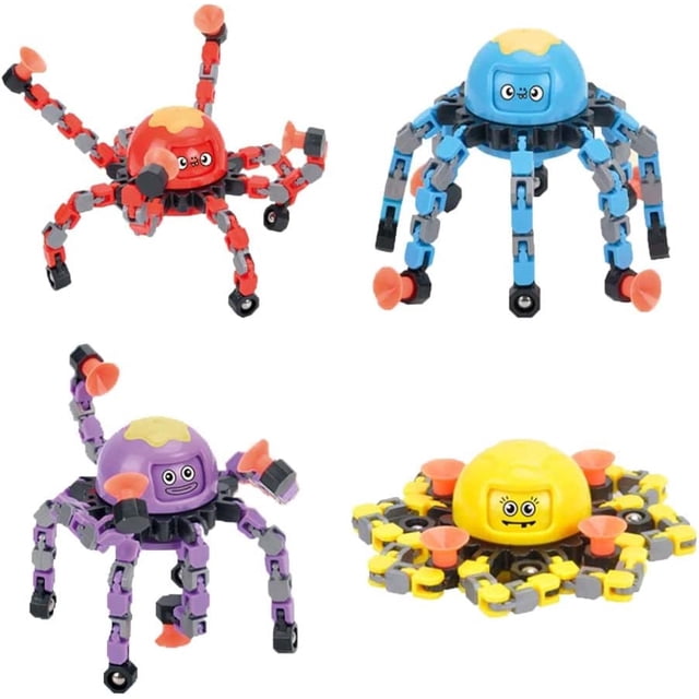 4 piezas transformable Fidget Spinner juguete simple hoyuelo Fidget juguete conjunto juguete para aliviar el estrés, portátil de mano mini juguete sensorial regalos de Navidad