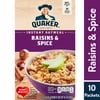 Quaker Instant Oatmeal, Raisins & Spice, 1.51 oz, 10 Packets