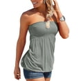 thumbnail image 1 of KOMOO Women's Plus Strapless Tube Top Sleeveless Off-The-Shoulder Tunic Tanks Tops Breast Wrap Tops, 1 of 4