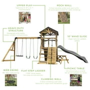 Backyard Discovery Endeavor II Cedar Wood Swing Set, Slide, Play Deck, Double Rock Wall