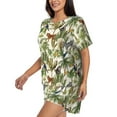 thumbnail image 2 of Wukai Jungle Animals Women's Pajama Set,Short-Sleeve Top and Shorts with Elastic Waistband and Pockets for Loungewear, Yoga, and Casual Wear-4X-Large, 2 of 8