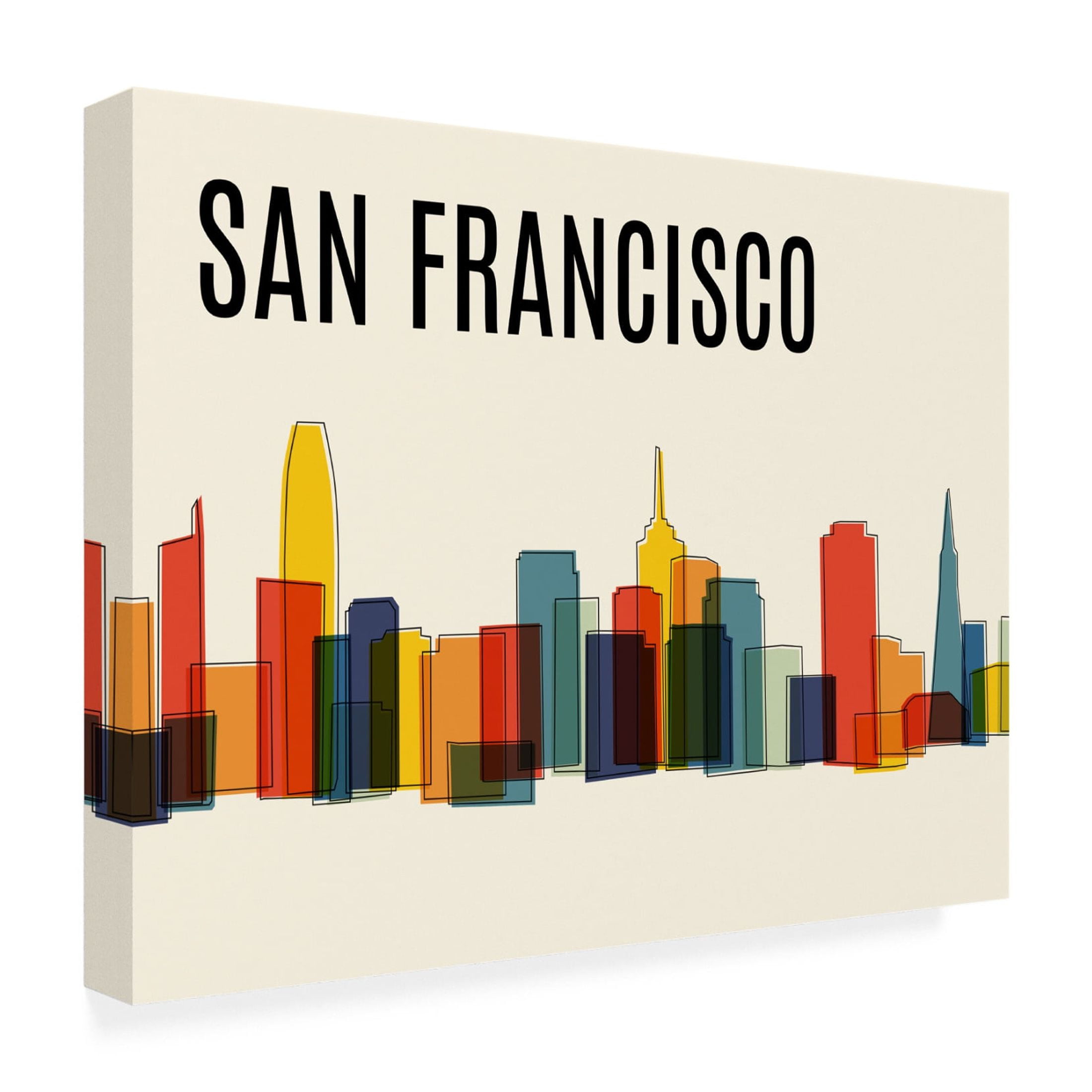 Canvas Wall Art - Tom Quartermaine 'San Francisco Mid Century Modern Cityscape' Wall Art for Living Room, Bedroom, or Office Décor by Trademark Fine Art - 32 x 24 Inches