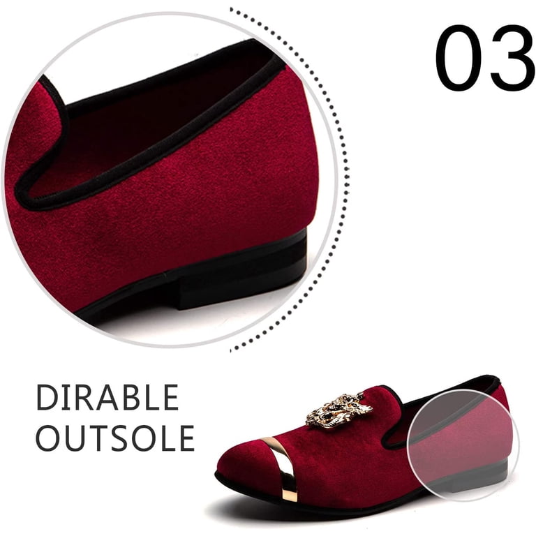 JITAI Mens Dress Tuxedo Shoes for Men Slip-on Loafers Red  display picture 1