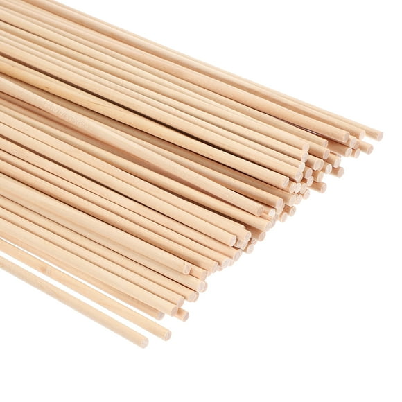 Unique Bargains 1/8x5.91inch Wooden Dowel, 240 Pcs Dowel Rod Wood Dowels Wood Sticks Unfinished Round, 3mm x 150mm