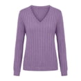 thumbnail image 7 of XRoczxe Women's V-neck long-sleeved ribbed knit top, casual solid color lightweight pullover | suitable for everyday commuting and all-day wear., 7 of 7