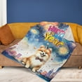 thumbnail image 4 of Happy New Year with Pomeranian Fireworks Holiday Xmas Winter 2025 Cozy Fleece Blanket Pom Dog Lover Gifts Warm Soft Throw Blanket - 00025, 4 of 5