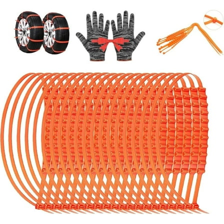 Zip Tie Tire Chains, Car Winter Tire Snow Zip Ties, 20PCS Universal Reusable Adjustable Anti-Slip Nylon Snow Removal from Ties Safety Chains Emergency for Trucks Car Suv Ice Mud(20pcs)