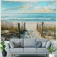 thumbnail image 4 of BCIIG Beach Ocean Fence Tapestry Wall Hanging Unique Style Graphic Tapestries Home Wall Decor Art for Living Room Bedroom Apartment Farmhouse Dorm 40x60inch, 4 of 6