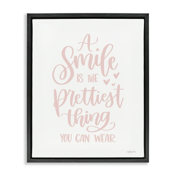 Stupell Industries Smile is Prettiest Thing Typography Painting Black Floater Framed Art Print Wall Art, 17 x 21