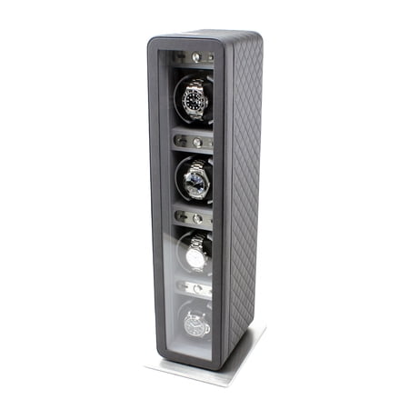 Monaco Quad Watch Winder in Black Leather