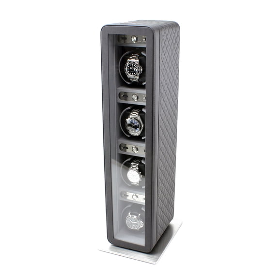Monaco Quad Watch Winder in Black Leather