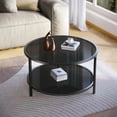 thumbnail image 2 of Round Coffee Table with 2-Tier Tempered Glass Shelves - Modern Living Room Table, 2 of 9