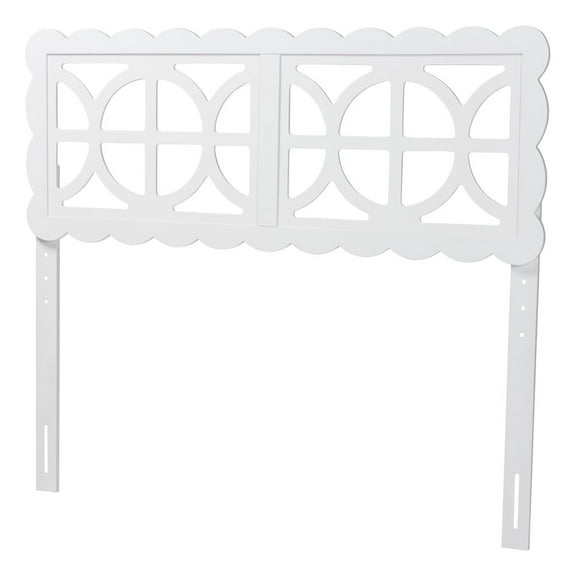 Baxton Studio Nansen Wood Headboard with Scalloped Frame Full White