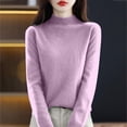 thumbnail image 6 of Satingcolo Sweaters for Women Winter Mock Turtleneck Warm Sweater Long Sleeve Dressy Casual Lightweight Pullover Shirts Tops,Purple M, 6 of 6