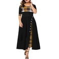 thumbnail image 2 of Skksst Women's Short Sleeve Maxi Long Dress Tartan Patchwork Sundress Plus Size, 2 of 4