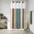 thumbnail image 5 of No Hook Shower Curtain with Built-in Rings - Boho Vintage Striped Washable Waterproof Fabric Bathroom Curtains for Hotel,Rentals, Stall 36 X 72 Inch , Teal Brown Beige, 5 of 8
