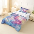 thumbnail image 2 of Metsweet Dreamy Princess Unicorn Twin Comforter Sets 2pcs, Watercolor Rainbow Bedding Set, Blue Pink,1 Comforter and 1 Pillowcase, 2 of 6