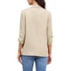 thumbnail image 3 of Blazer de oficina INSPIRE CHIC para mujer con cuello chal, mangas 3/4 arrugadas, blazer de traje elegante, talla XS, color caqui, 3 of 6