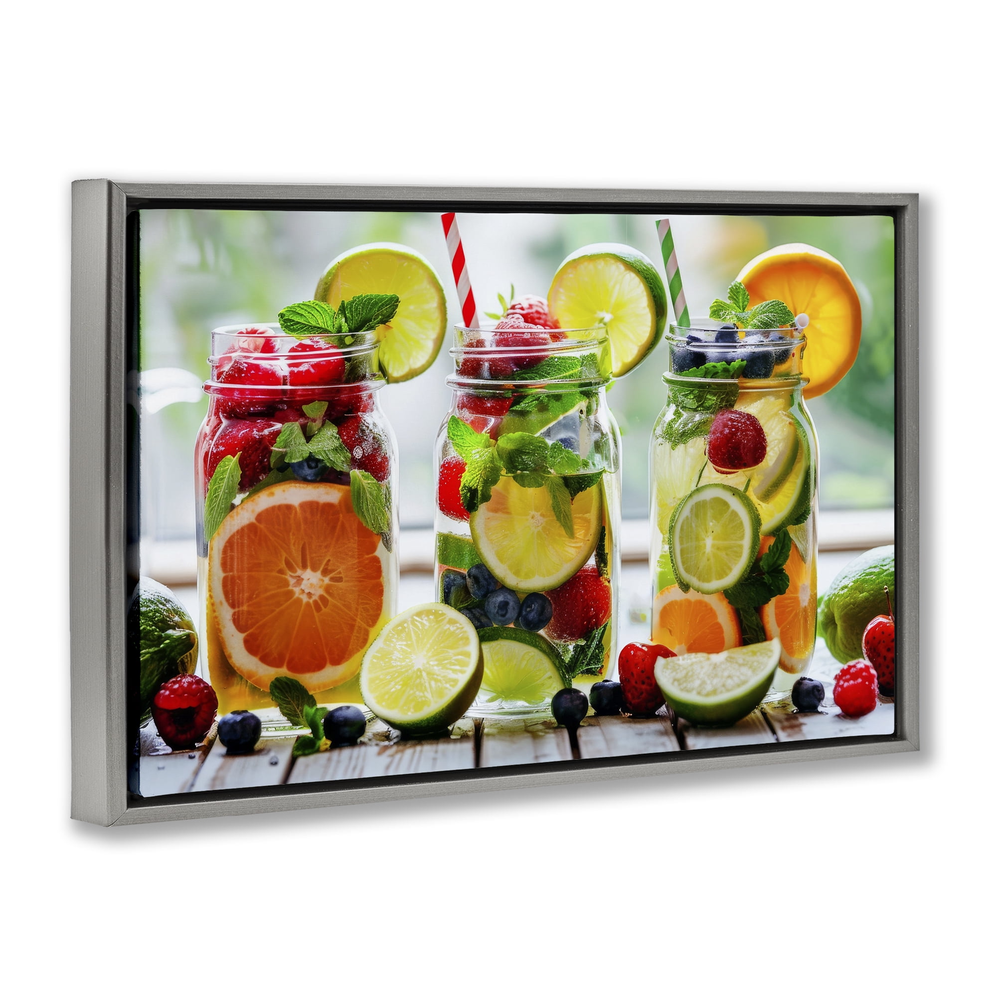 Stupell Industries Vibrant Citrus & Berry Infusion Gray Framed Floater Canvas Wall Art, design by Lazar Studio